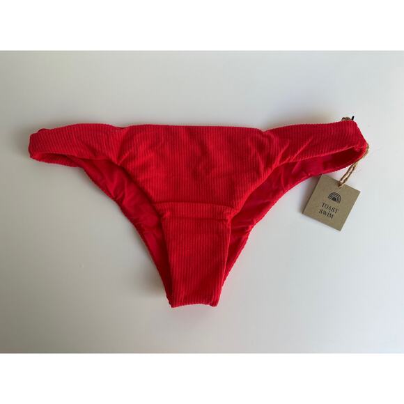 NWT Free People x Toast Signature Low Rise Hipster Bottom in Fire Coral Rib Med - Picture 9 of 12